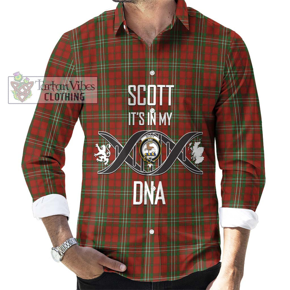 Scott Tartan Long Sleeve Button Shirt with Family Crest DNA In Me Style Men's Shirt S - Tartanvibesclothing Shop