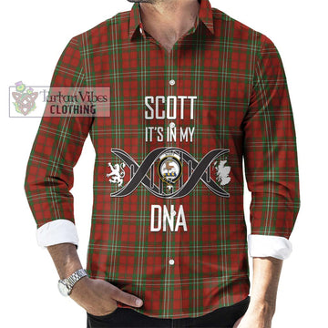 Scott Tartan Long Sleeve Button Shirt with Family Crest DNA In Me Style Men's Shirt S - Tartanvibesclothing Shop