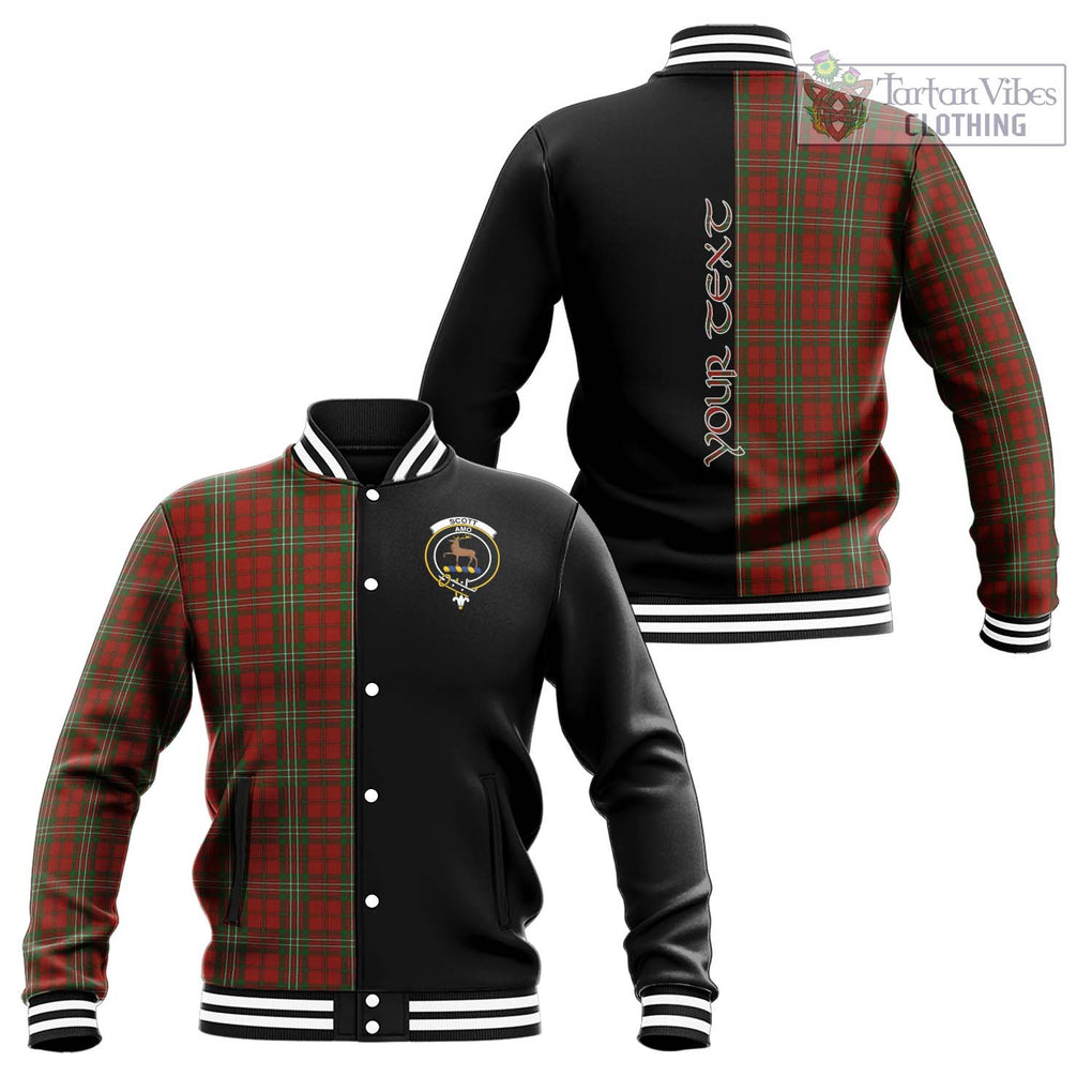 Scott Tartan Baseball Jacket with Family Crest and Half Of Me Style Unisex - Tartanvibesclothing Shop