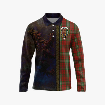 Scott Tartan Family Crest Long Sleeve Polo Shirt Alba Gu Brath Be Brave Lion Ancient Style