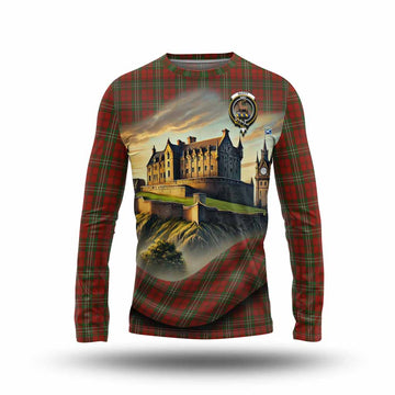 Tartan Vibes Clothing Scott Tartan Family Crest Long Sleeve T-Shirt with Scottish Ancient Castle Style