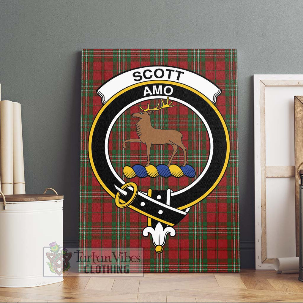 Scott Tartan Canvas Print Wall Art with Family Crest Without Frame - Tartan Vibes Clothing