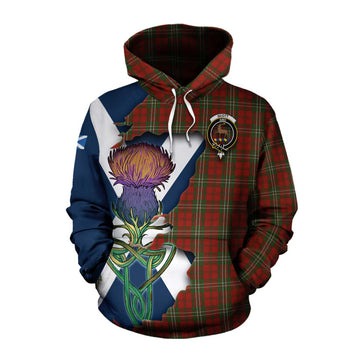 Scott Tartan Family Crest Cotton Hoodie Scottish Thistle Celtic Inspired