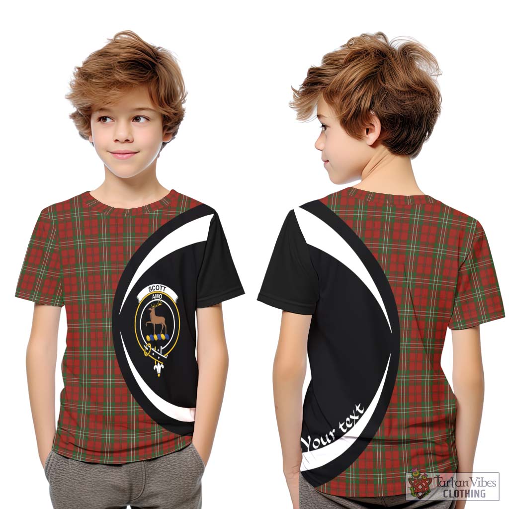 Scott Tartan Kid T-Shirt with Family Crest Circle Style Youth XL Size14 - Tartan Vibes Clothing