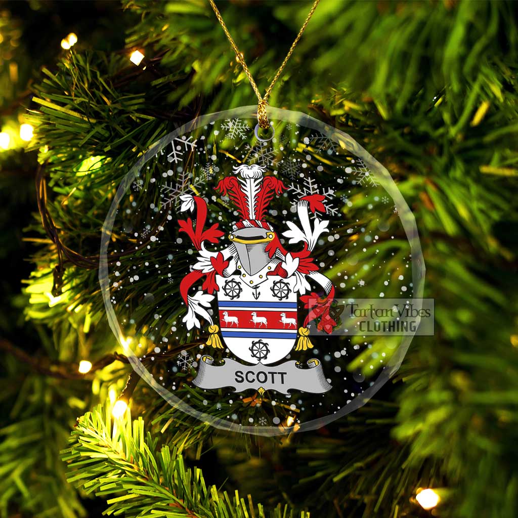 Scott Irish Clan Christmas Glass Ornament with Coat of Arms Transparent Glass Circle - 2D-tartanvibesclothing