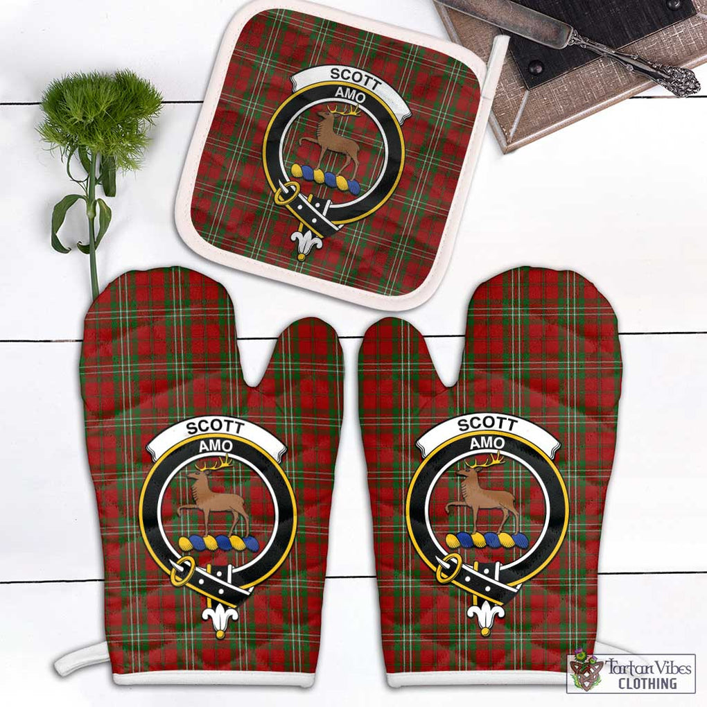 Scott Tartan Combo Oven Mitt & Pot-Holder with Family Crest Combo 1 Oven Mitt & 1 Pot-Holder White - Tartan Vibes Clothing
