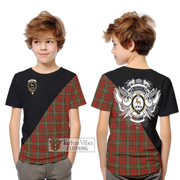Scott Tartan Kid T-Shirt with Family Crest and Military Logo Style
