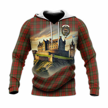 Scott Tartan Family Crest Knitted Hoodie with Scottish Ancient Castle Style