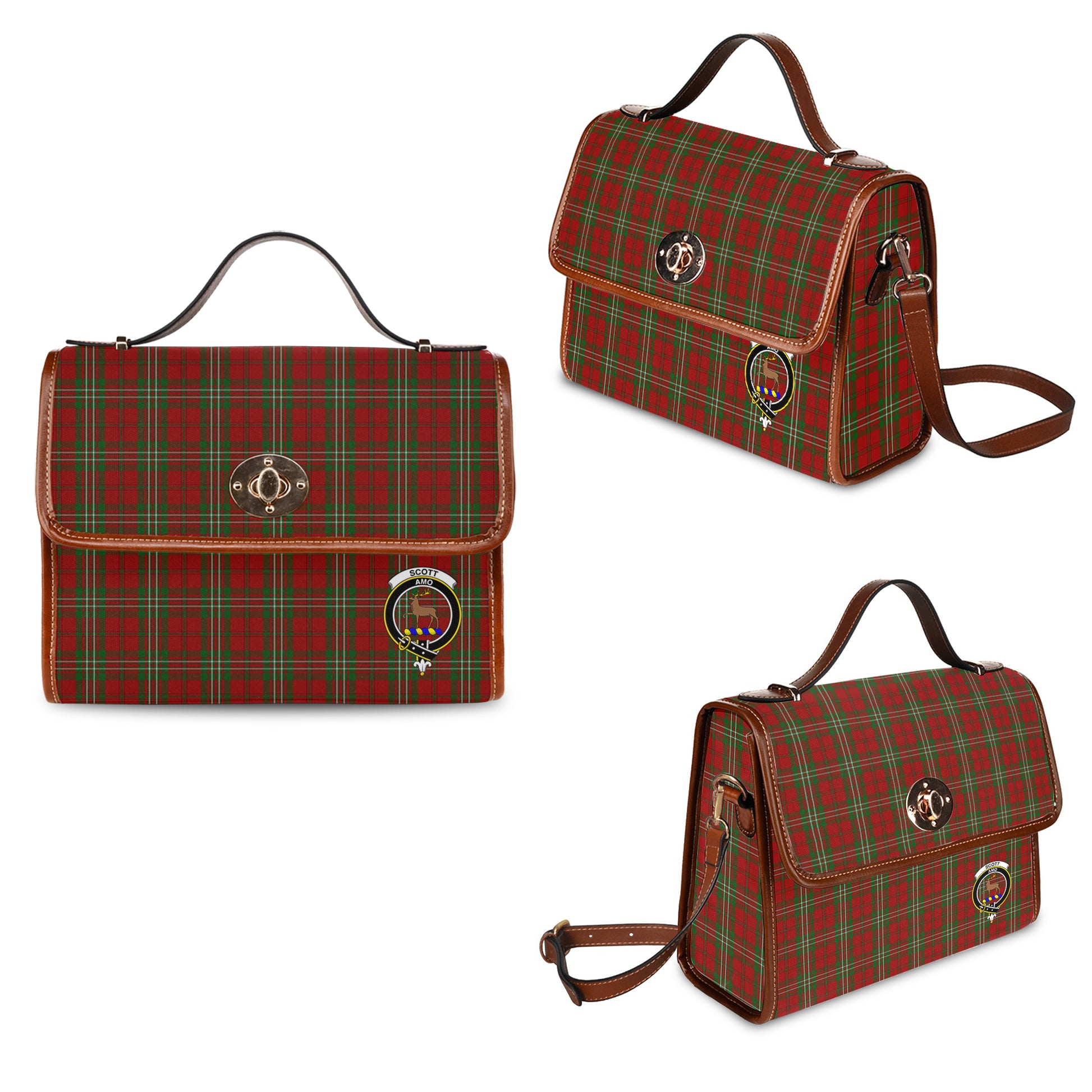 scott-tartan-leather-strap-waterproof-canvas-bag-with-family-crest