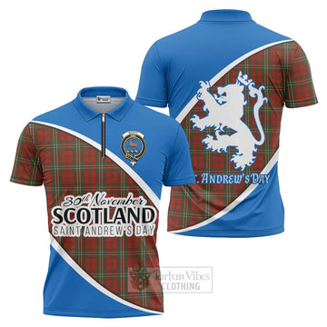 Tartan Vibes Clothing Scott Family Crest Tartan Zipper Polo Shirt Celebrate Saint Andrew's Day in Style