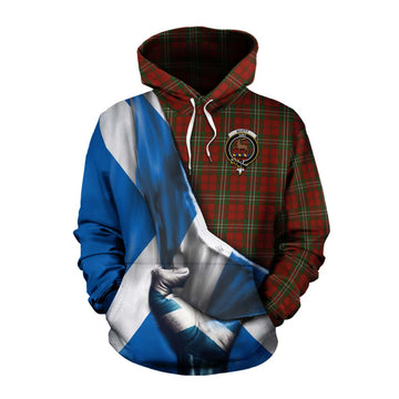 Scott Tartan Cotton Hoodie with Family Crest Scotland Patriotic Style