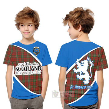 Scott Family Crest Tartan Kid T-Shirt Celebrate Saint Andrew's Day in Style
