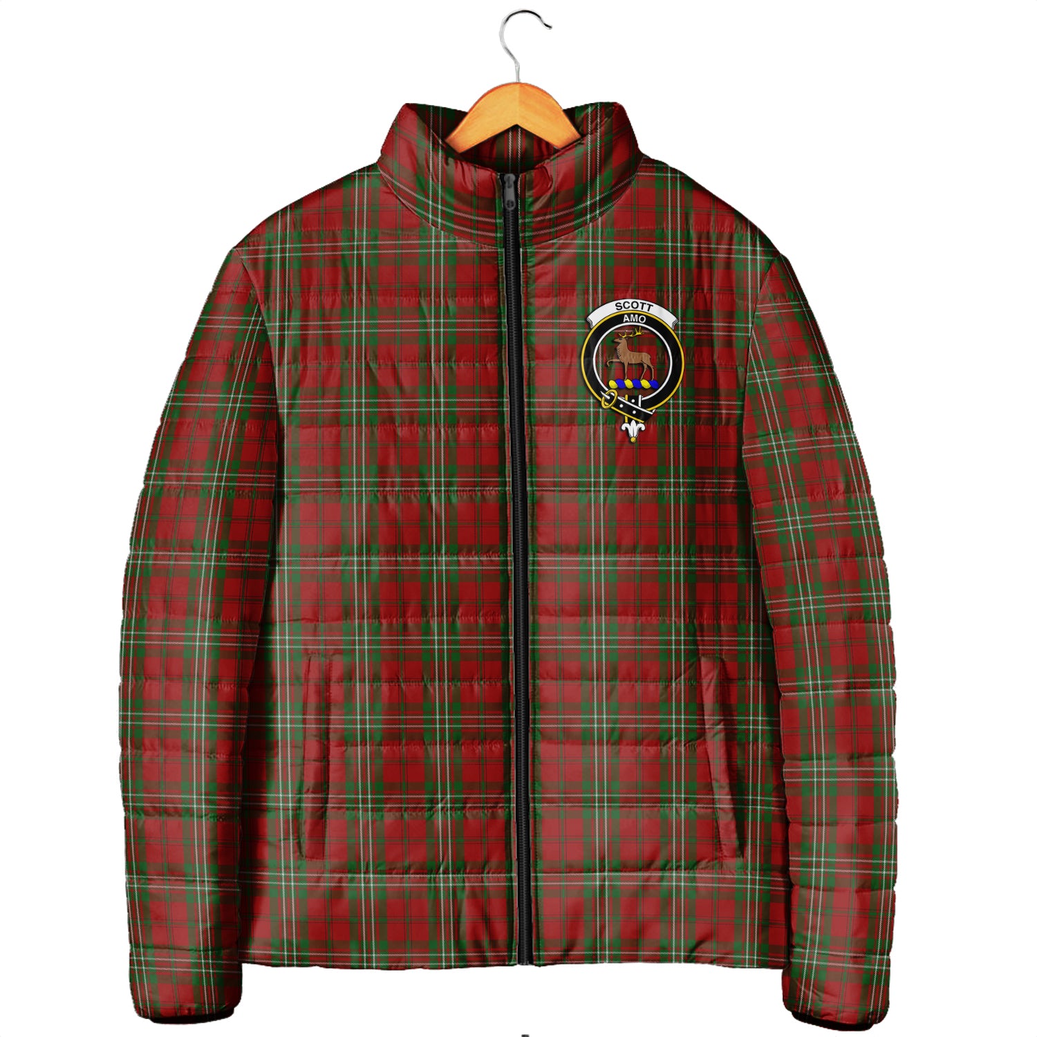 Scott Tartan Padded Jacket with Family Crest Men's Padded Jacket - Tartan Vibes Clothing