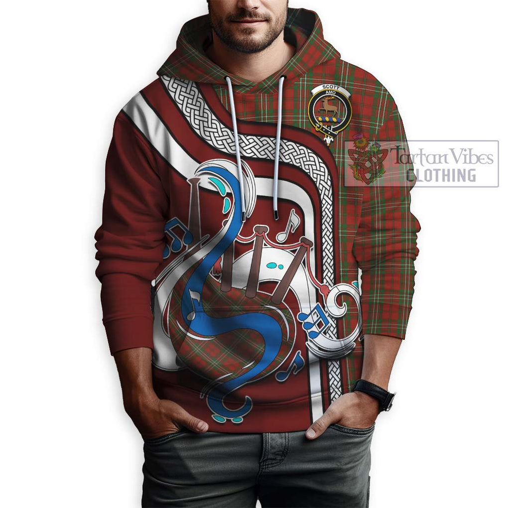 Scott Tartan Hoodie with Epic Bagpipe Style Zip Hoodie - Tartanvibesclothing Shop