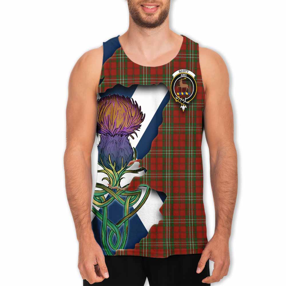 Tartan Vibes Clothing Scott Tartan Family Crest Men's Tank Top Scottish Thistle Celtic Inspired