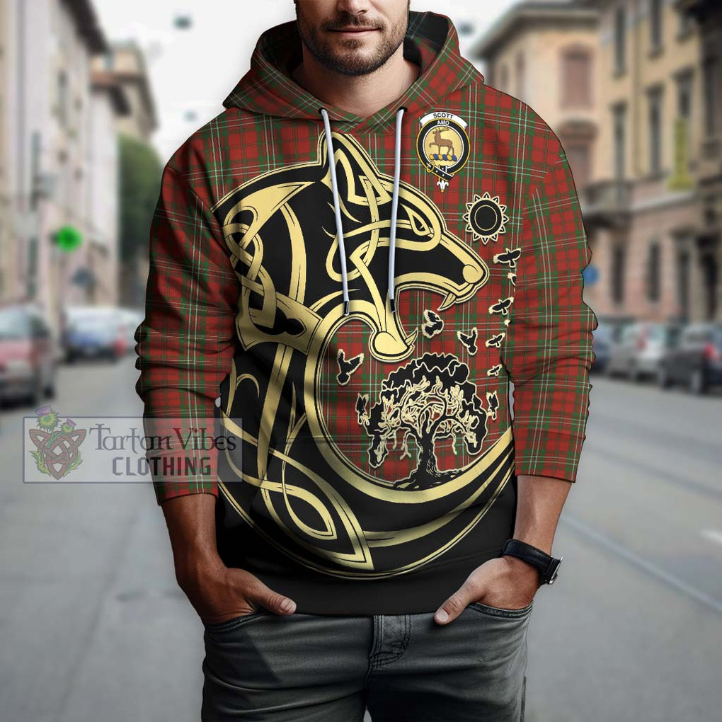 Scott Tartan Hoodie with Family Crest Celtic Wolf Style Zip Hoodie - Tartan Vibes Clothing