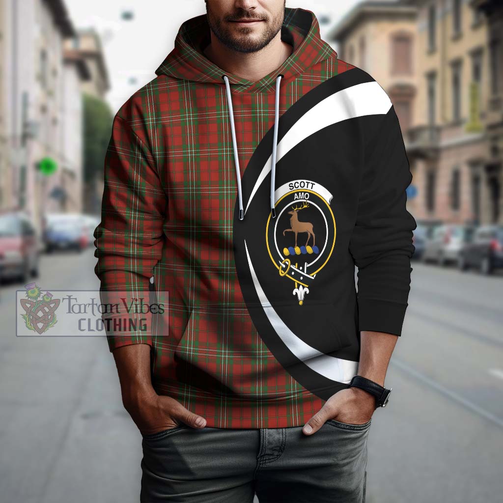 Scott Tartan Hoodie with Family Crest Circle Style Zip Hoodie - Tartan Vibes Clothing