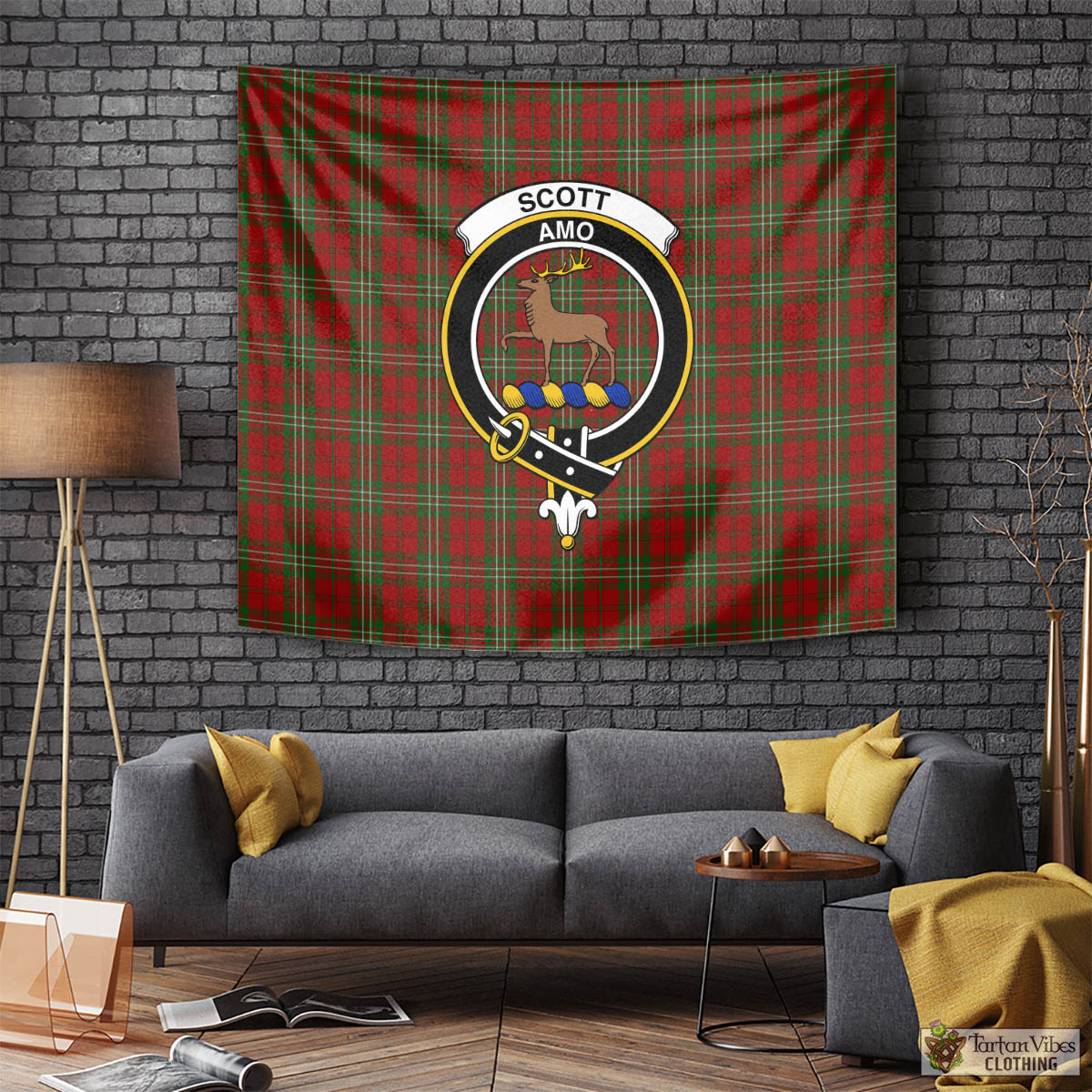 Scott Tartan Tapestry Wall Hanging and Home Decor for Room with Family Crest Tapestry - Tartan Vibes Clothing