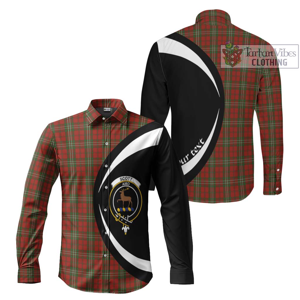 Scott Tartan Long Sleeve Button Up with Family Crest Circle Style Men's Shirt S - Tartan Vibes Clothing