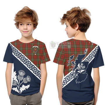 Tartan Vibes Clothing Scott Tartan Kid T-Shirt Featuring Thistle and Scotland Map