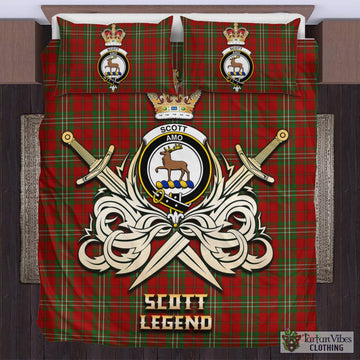 Scott Tartan Bedding Set with Clan Crest and the Golden Sword of Courageous Legacy