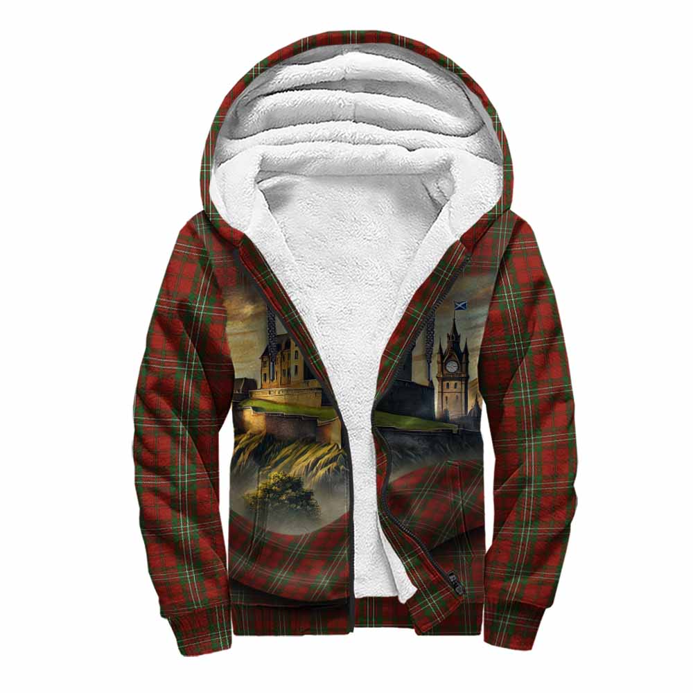 Tartan Vibes Clothing Scott Tartan Family Crest Sherpa Hoodie with Scottish Ancient Castle Style