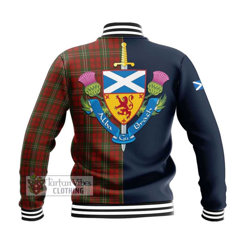 Tartan Vibes Clothing Scott Tartan Baseball Jacket with Scottish Lion Royal Arm Half Style