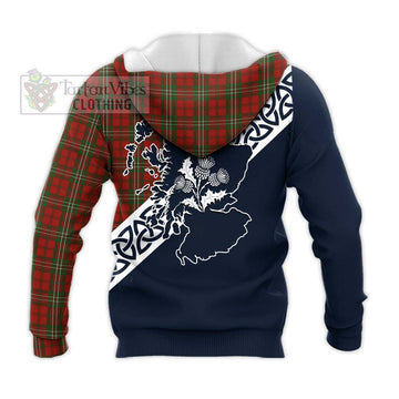 Scott Tartan Knitted Hoodie Featuring Thistle and Scotland Map