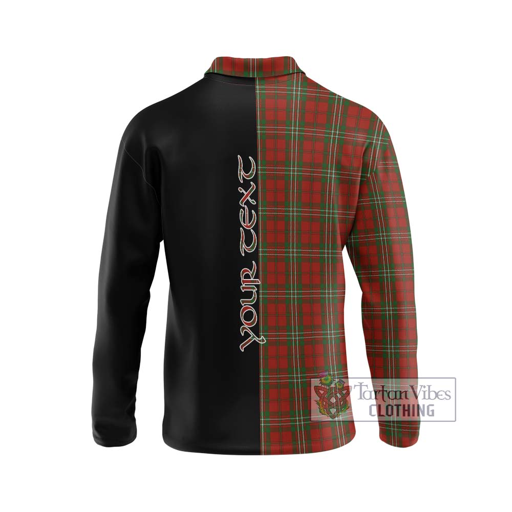 Scott Tartan Long Sleeve Polo Shirt with Family Crest and Half Of Me Style - Tartanvibesclothing Shop