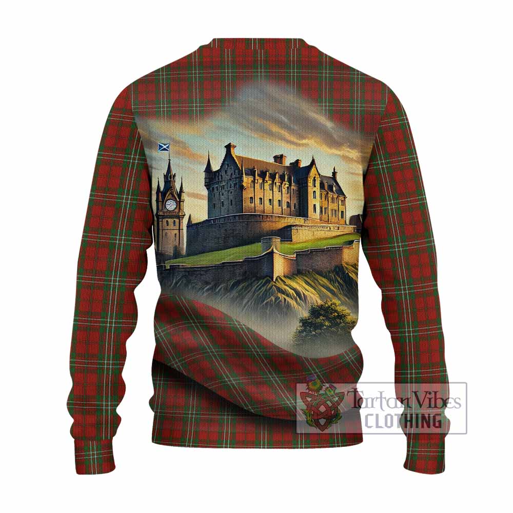 Tartan Vibes Clothing Scott Tartan Family Crest Knitted Sweater with Scottish Ancient Castle Style
