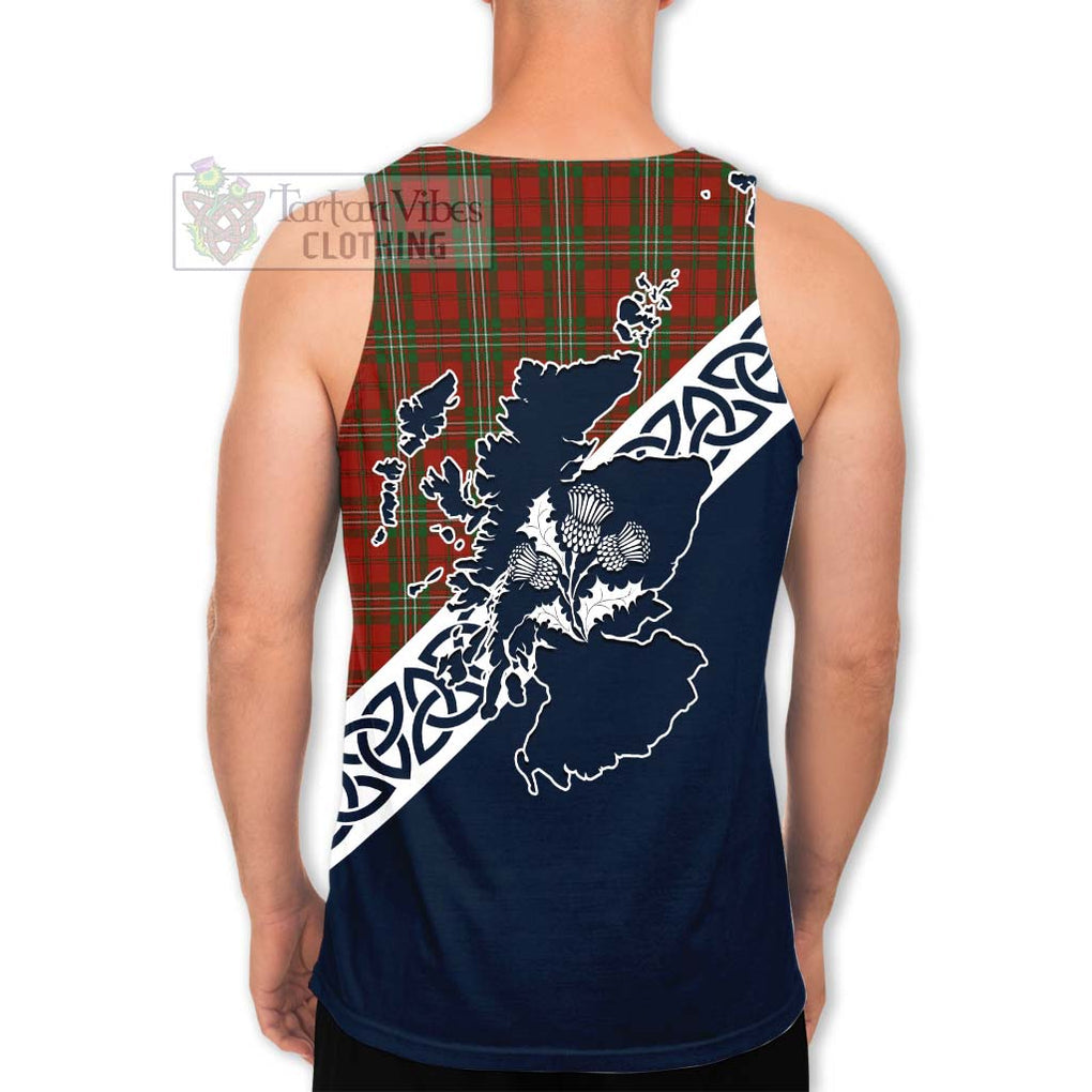Tartan Vibes Clothing Scott Tartan Men's Tank Top Featuring Thistle and Scotland Map