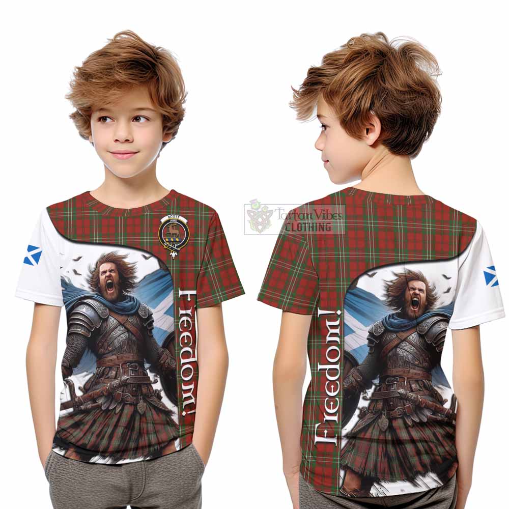 Tartan Vibes Clothing Scott Crest Tartan Kid T-Shirt Inspired by the Freedom of Scottish Warrior