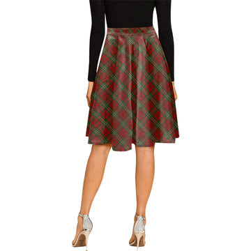 Scott Tartan Melete Pleated Midi Skirt Cross Style