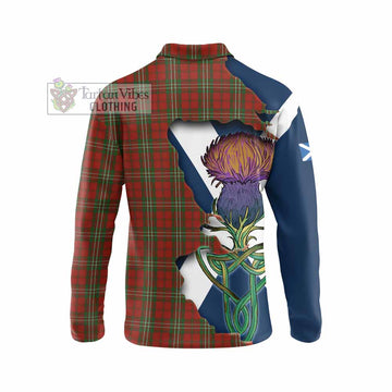 Tartan Vibes Clothing Scott Tartan Family Crest Long Sleeve Polo Shirt Scottish Thistle Celtic Inspired