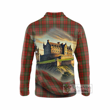 Tartan Vibes Clothing Scott Tartan Family Crest Long Sleeve Polo Shirt with Scottish Ancient Castle Style