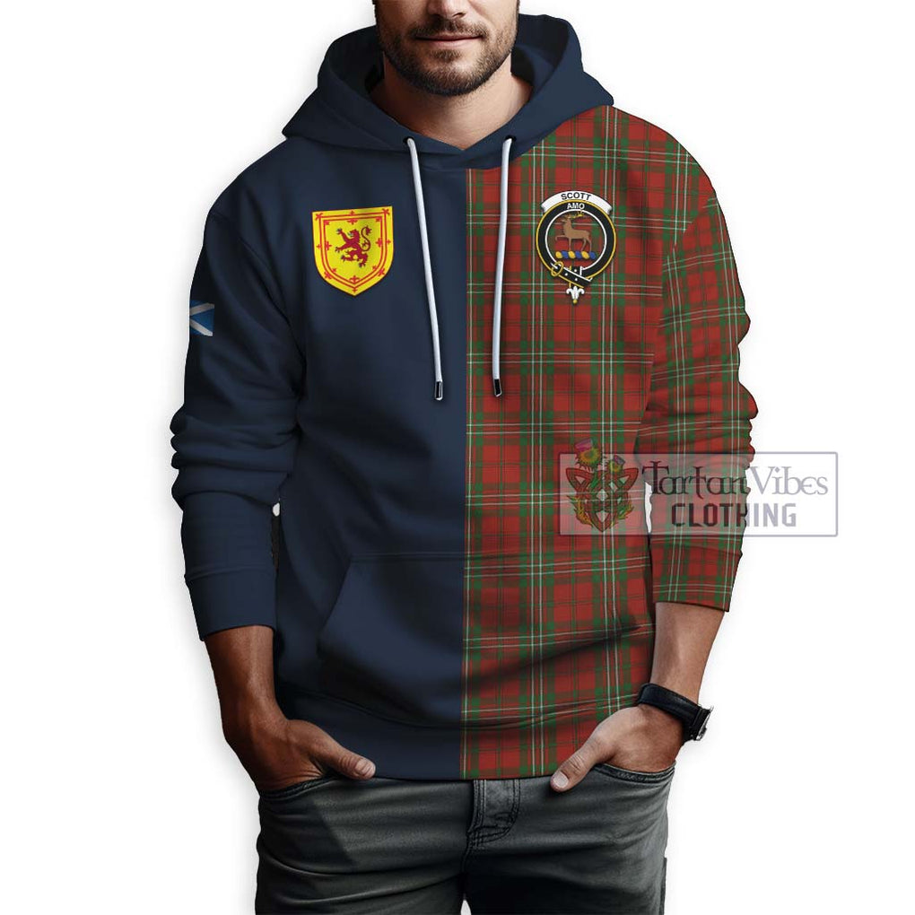 Scott Tartan Hoodie Alba with Scottish Lion Royal Arm Half Style - Tartan Vibes Clothing