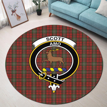 Scott Tartan Round Rug with Family Crest
