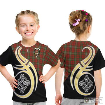 Scott Tartan Kid T-Shirt with Family Crest and Celtic Symbol Style