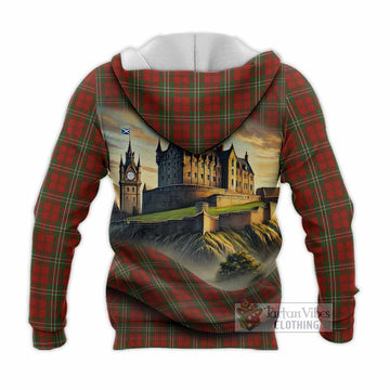 Scott Tartan Family Crest Knitted Hoodie with Scottish Ancient Castle Style