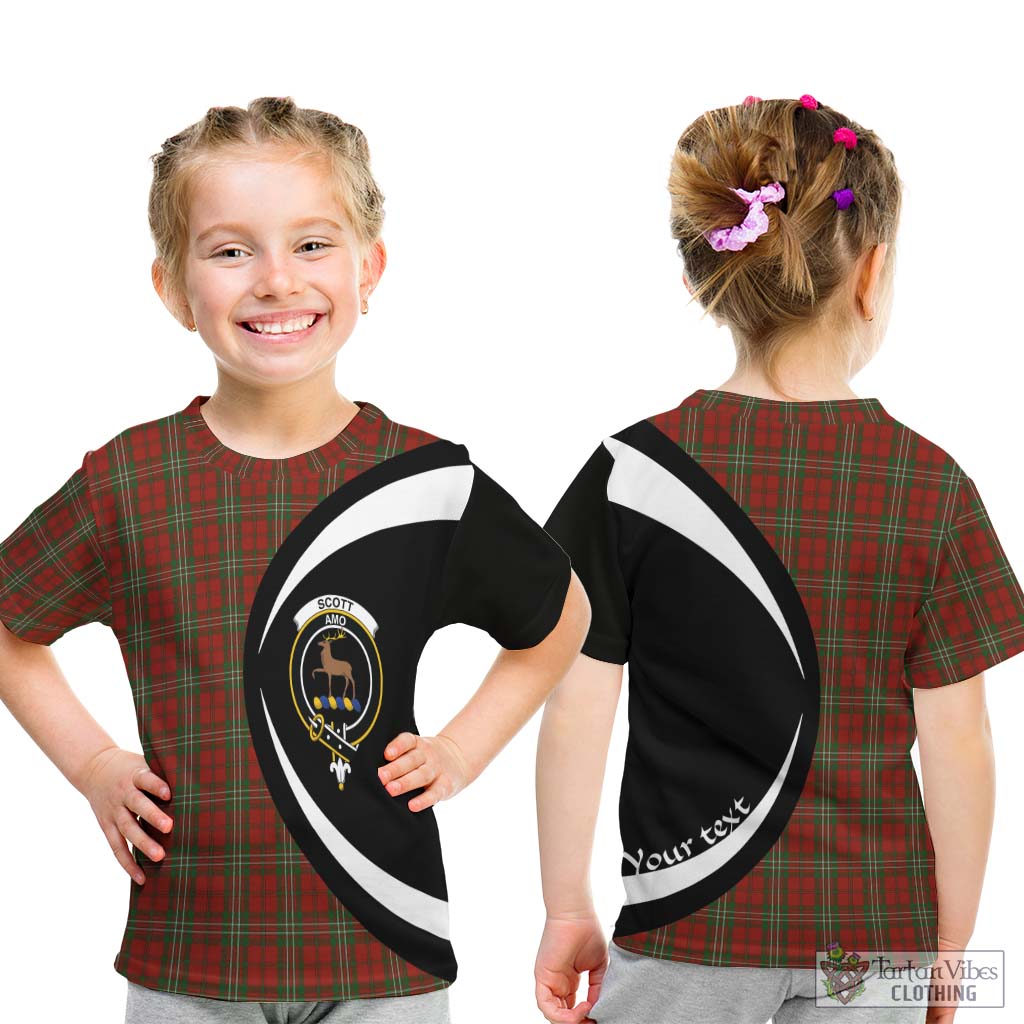 Scott Tartan Kid T-Shirt with Family Crest Circle Style - Tartan Vibes Clothing