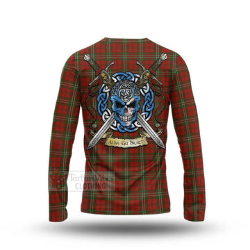 Tartan Vibes Clothing Scott Tartan Long Sleeve T-Shirt with Family Crest Celtic Skull Style