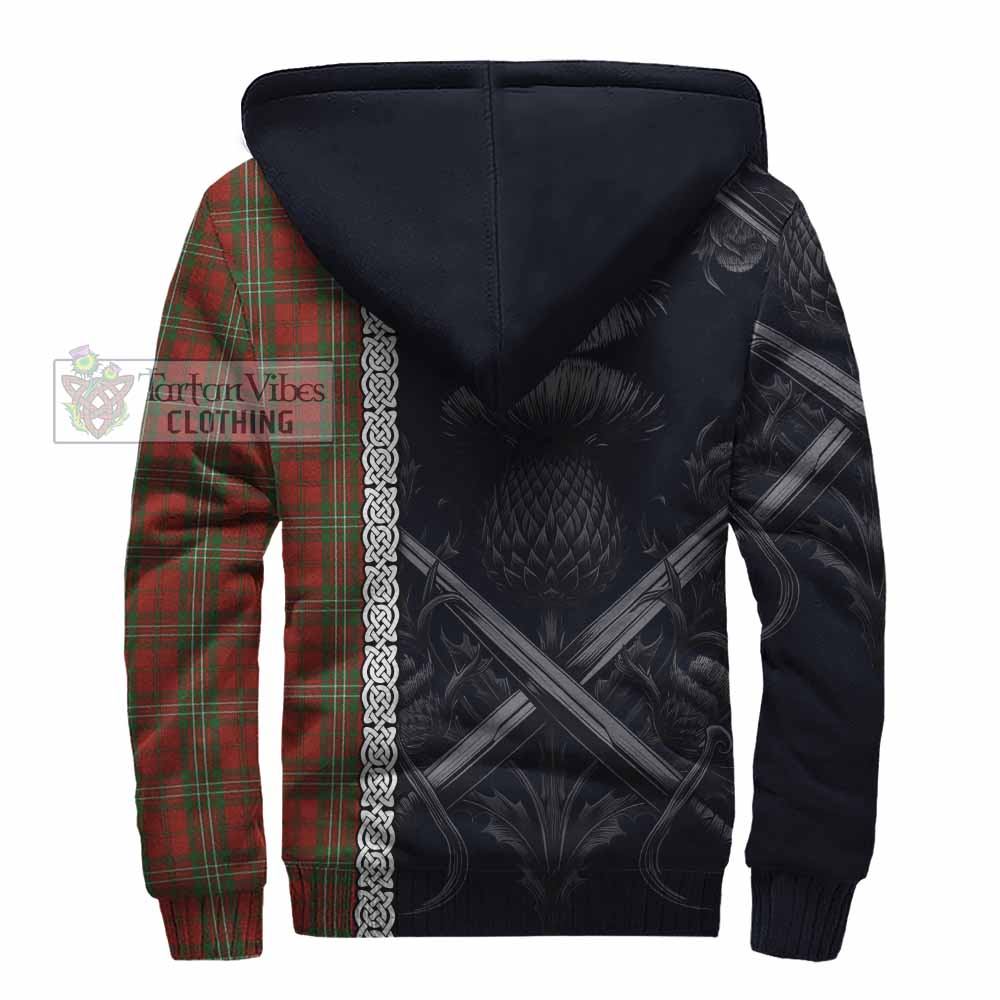Tartan Vibes Clothing Scott Tartan Sherpa Hoodie with Family Crest Cross Sword Thistle Celtic Vibes