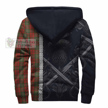 Scott Tartan Sherpa Hoodie with Family Crest Cross Sword Thistle Celtic Vibes