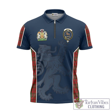 Scott Tartan Zipper Polo Shirt with Family Crest and Lion Rampant Vibes Sport Style