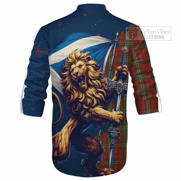 Tartan Vibes Clothing Scott Tartan Family Crest Ghillie Kilt Shirt with Scottish Majestic Lion