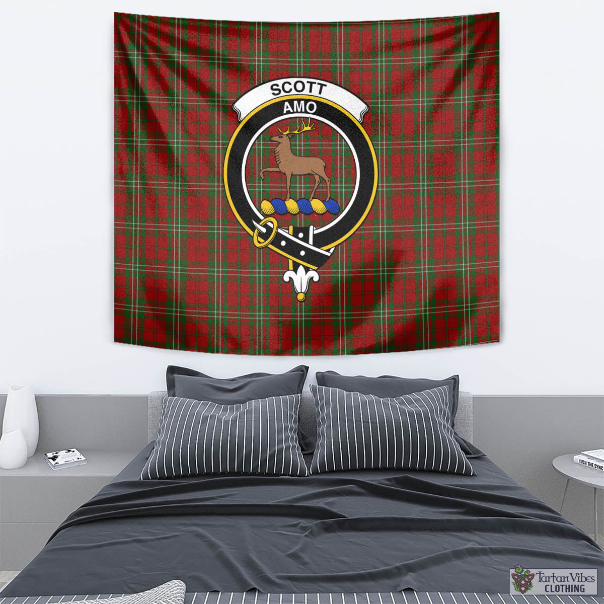 Scott Tartan Tapestry Wall Hanging and Home Decor for Room with Family Crest - Tartan Vibes Clothing