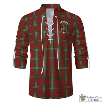 Scott Tartan Men's Scottish Traditional Jacobite Ghillie Kilt Shirt with Family Crest
