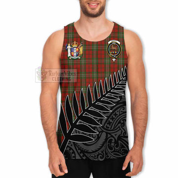 Tartan Vibes Clothing Scott Crest Tartan Men's Tank Top with New Zealand Silver Fern Half Style