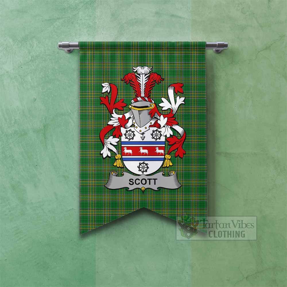Scott Irish Clan Tartan Gonfalon, Tartan Banner with Coat of Arms Fishtail - Tartan Vibes Clothing