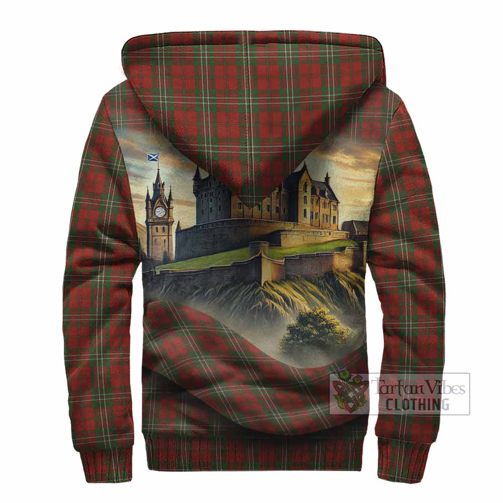 Tartan Vibes Clothing Scott Tartan Family Crest Sherpa Hoodie with Scottish Ancient Castle Style